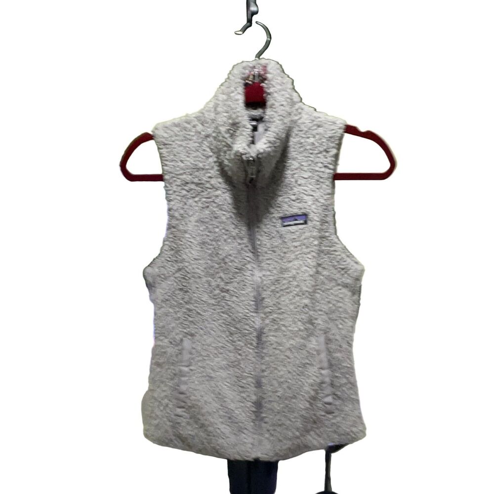 Patagonia Fleece Vest Women's XS Light Grey Full Zip Stand-Up Collar